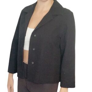 JM Collections Black Cropped Long Sleeve Blazer Jacket Size XL